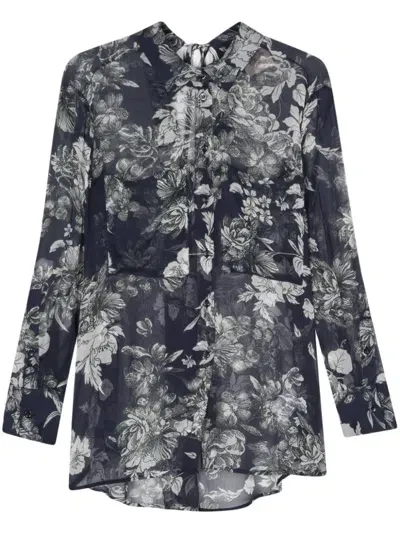 Semicouture Maddison Flower Print Shirt In Black