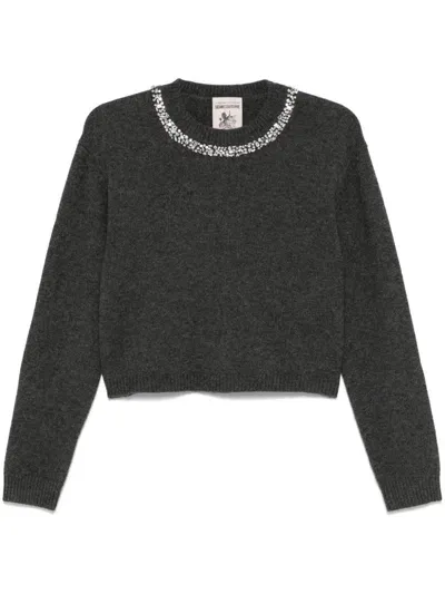 Semicouture Rhinestone-embellished Sweater In Grey