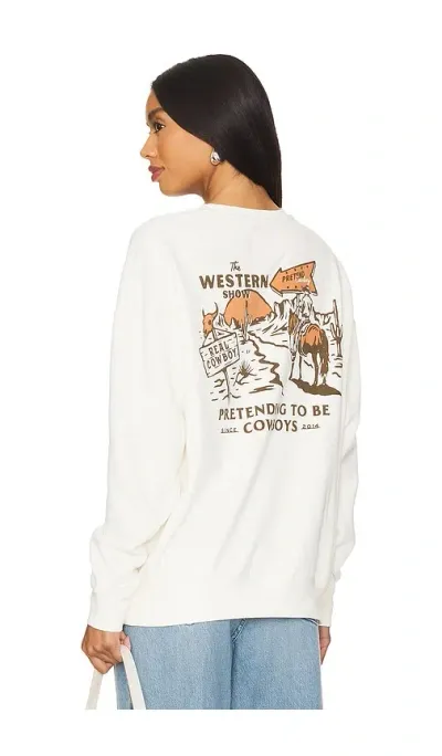 Sendero Provisions Co. Western Show Crewneck In Ivory