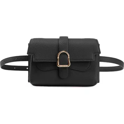 Senreve Mini Aria Élevée Belt Bag Full-grain Leather 5-way Convertible Handbag In Noir