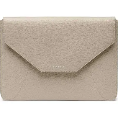 Senreve Mini Envelope 11" Tablet Sleeve Pebbled Leather Portfolio Clutch In Sand