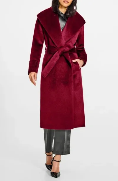 Sentaler Shawl Collar Alpaca & Wool Blend Longline Wrap Coat In Bordeaux