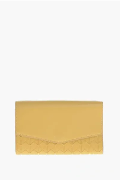 Serapian Mosaico Leather Envelope Clutch In Saffron