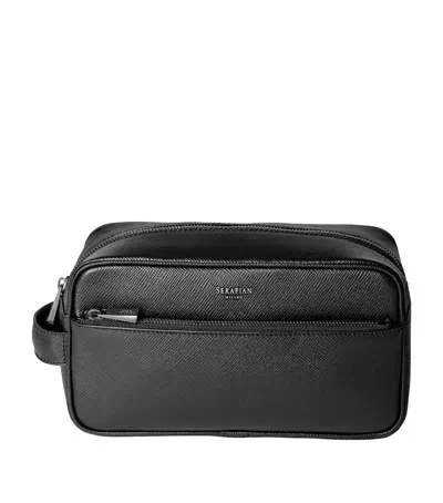 Serapian Leather Evolution Wash Bag In Black