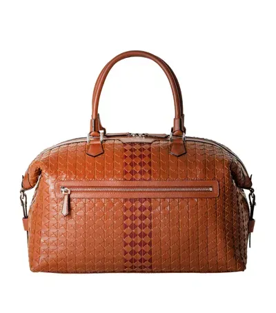 Serapian Leather Mosaico Holdall In Brown