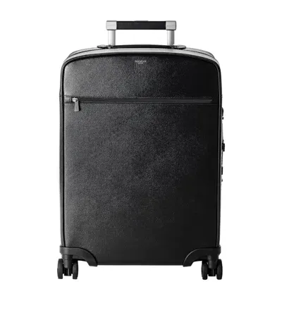 Serapian Leather Spinner Cabin Suitcase In Black