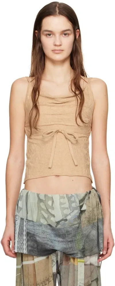 Serapis Beige Strap Camisole In Sand Beige