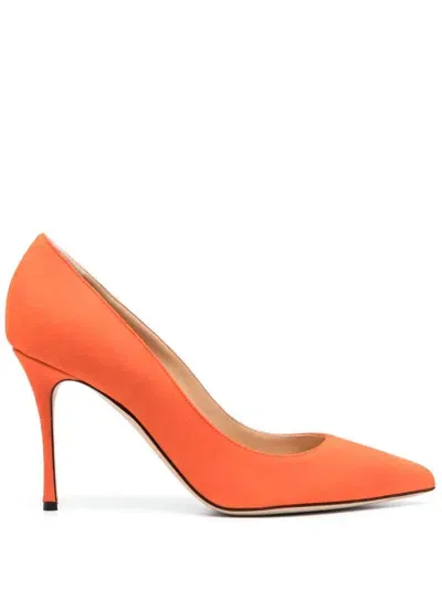 Sergio Rossi Godive 95mm Suede Pumps In Orange