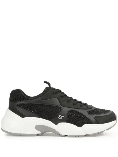 Sergio Rossi Sr Crystal Trainers In Black