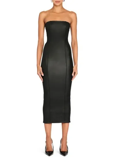 Ser.o.ya Adalaide Coated Denim Midi Dress In Coated Black