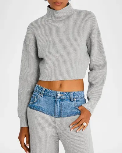 Ser.o.ya Carmen Cropped Mock-neck Sweater In Grey