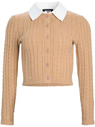 Ser.o.ya Eloise Cable-knit Cardigan In Gold