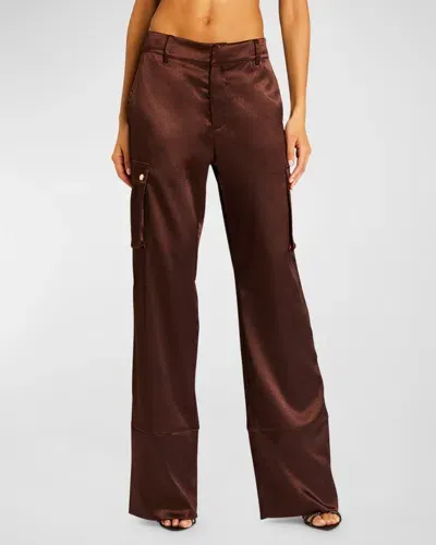 Ser.o.ya Galia Satin Cargo Pants In Coconut