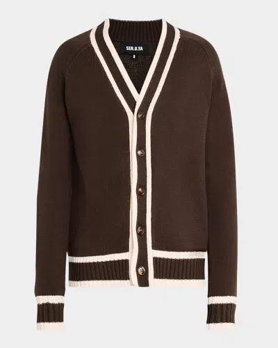 Ser.o.ya Men's Aiden Knit Cardigan In Ash Brown