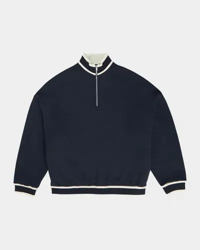 Ser.o.ya Men's Theodore Quarter-zip Fleece Sweater In Navy & White