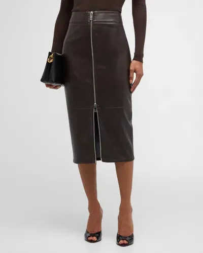 Ser.o.ya Millicent Vegan Leather Midi Skirt In Ash Brown