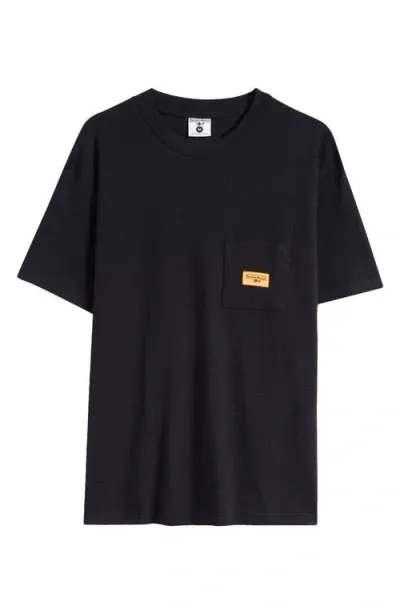 Service Works Waffle Stitch Organic Cotton Pocket T-shirt In Black