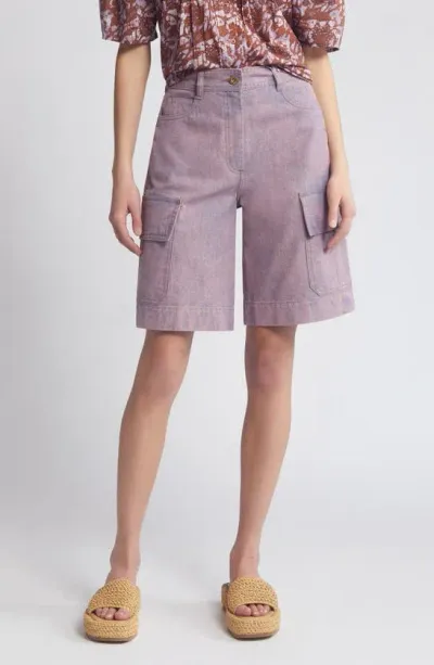 Sessun Captino Denim Bermuda Shorts In Kraft Violet