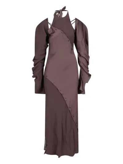 Setchu Draped Maxi Dress In Brown