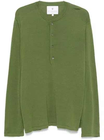 Seven Gauge Crew Neck Polo Shirt In Green