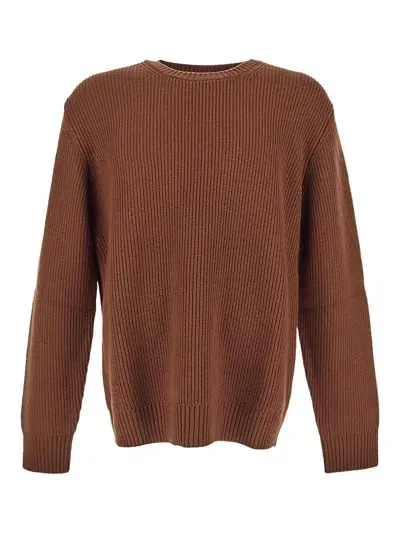 Seven Gauge Crewneck Sweater In Brown