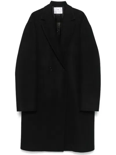 Seven Gauge Double-breasted Coat In Black