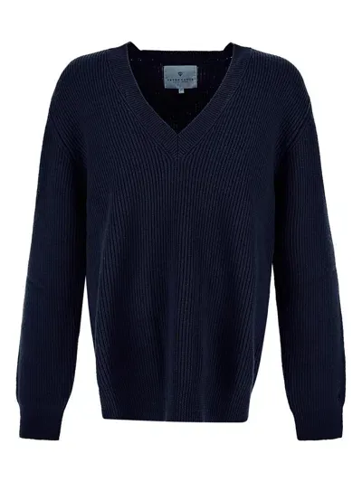 Seven Gauge Knitwear Neck-v In Blue