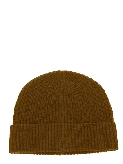 Seven Gauge Ribbed Beanie In Brown