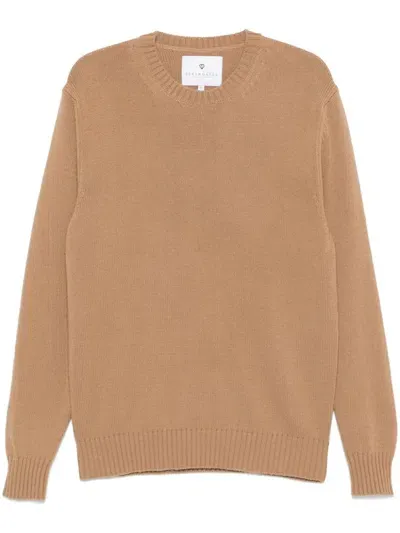 Seven Gauge Wool Crew-neck Sweater In Brown