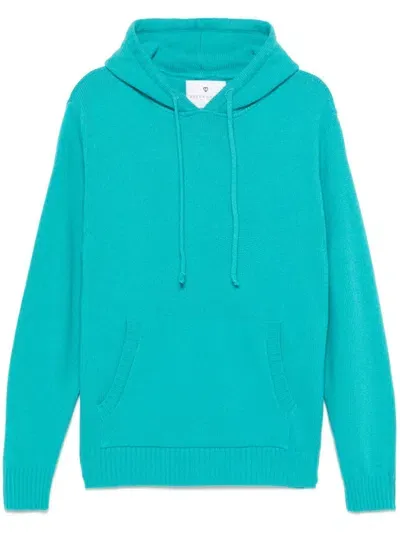 Seven Gauge Wool Hoodie In Blue