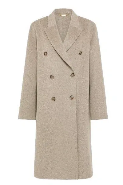 Seventy Womens Long Double Breasted Coat In Fango