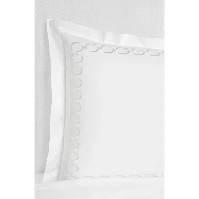 Sferra Catena Cotton Percale Euro Pillow Sham In White/lunar