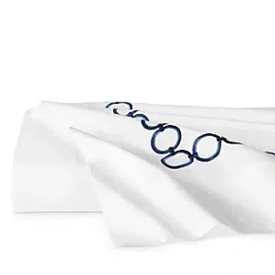 Sferra Catena Flat Sheet, Full Queen In White/navy