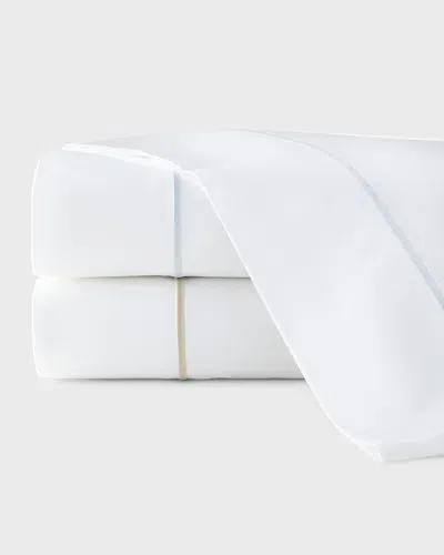 Sferra Marcus Classic Queen Sheet Set In White/taupe