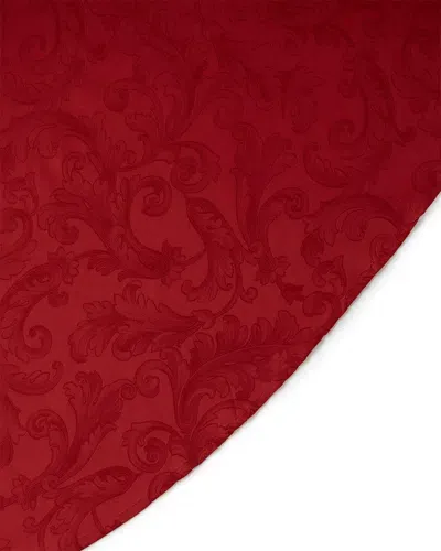 Sferra Acanthus Jacquard Round Tablecloth, 104 "dia In Garnet