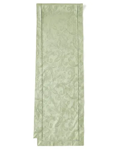 Sferra Acanthus Jacquard Table Runner, 15" X 72" In Sage