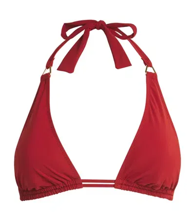 Shan Halterneck Triangle Bikini Top In Red