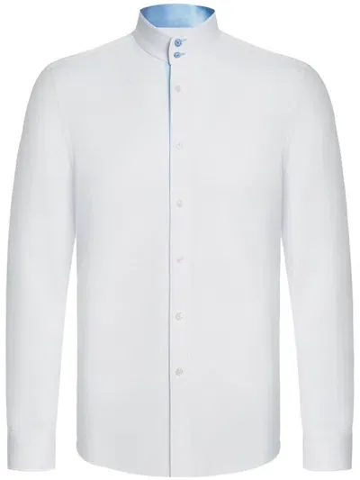 Shanghai Tang Cotton Band-collar Shirt In 白色