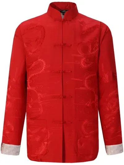 Shanghai Tang Dragon-jacquard Mulberry Silk Jacket In Red