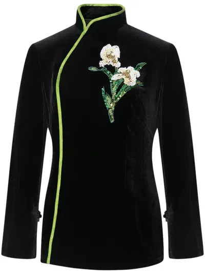 Shanghai Tang Ginger Flower Top In Black