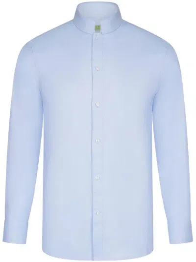 Shanghai Tang Logo-embroidered Shirt In Blue