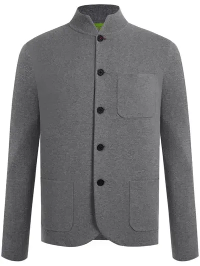 Shanghai Tang Logo-embroidered Shirt Jacket In Grey