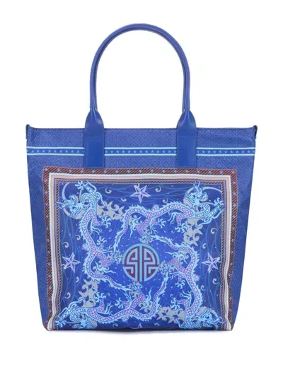 Shanghai Tang Loong Totemic Tote Bag In 蓝色