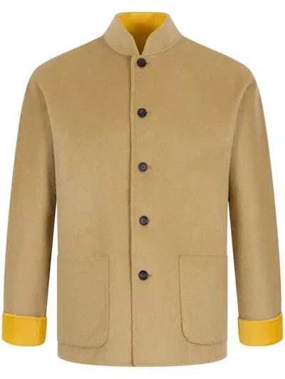 Shanghai Tang Reversible Five-button Jacket In Yellow