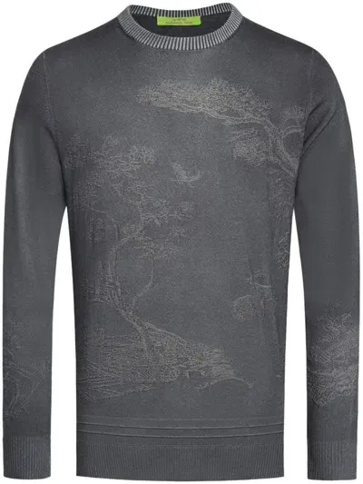 Shanghai Tang Spray-effect Jacquard Jumper In Grey