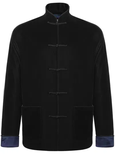 Shanghai Tang Velvet Dragon-jacquard Silk-lining Jacket In Black