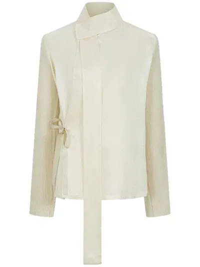 Shanghai Tang Wrapped Blouse In Neutral