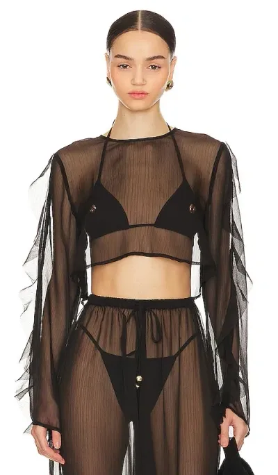 Shani Shemer Thoma Cropped Shirt In Black