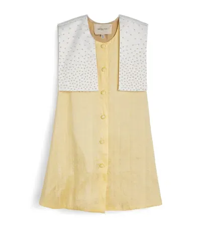 Shatha Essa Kids' Silk Embroidered Dress In Yellow