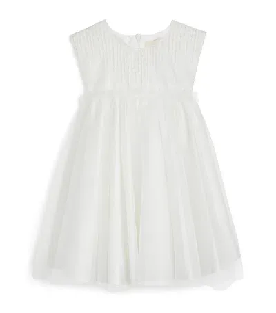 Shatha Essa Kids' Tulle Embroidered Dress In White